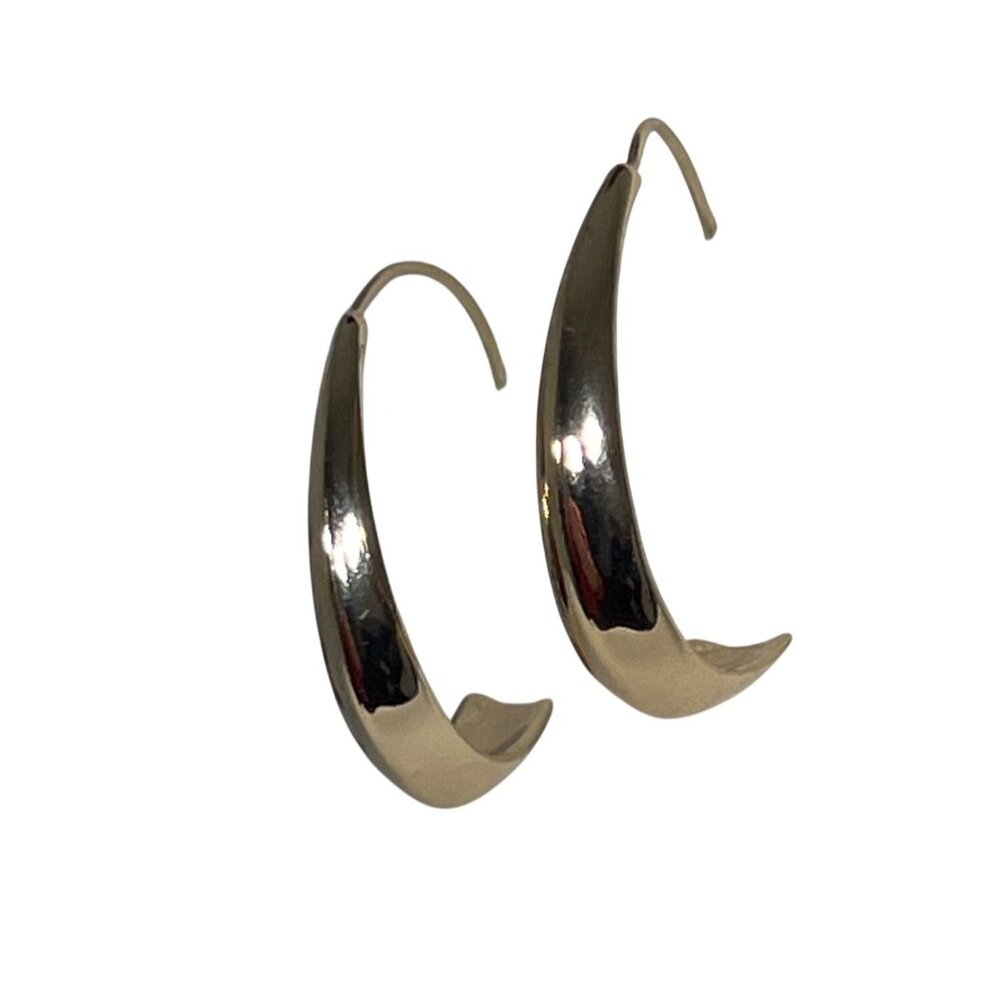 STELLA & DOT Modern Dome Hoop Earrings Gold Plated 1.25" Diameter OS EUC